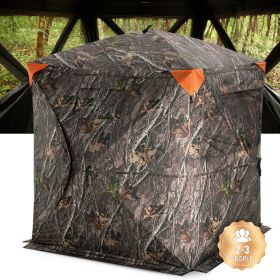 Hunting Blind, 270° See Through Ground Blind, 2-3 Person Pop Up Deer Blind for Hunting with Carrying Bag, Portable Resilient Hunting Tent
